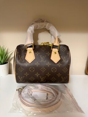 LV Monogram Mini Satchel Handbag - Brown 8x6 inches